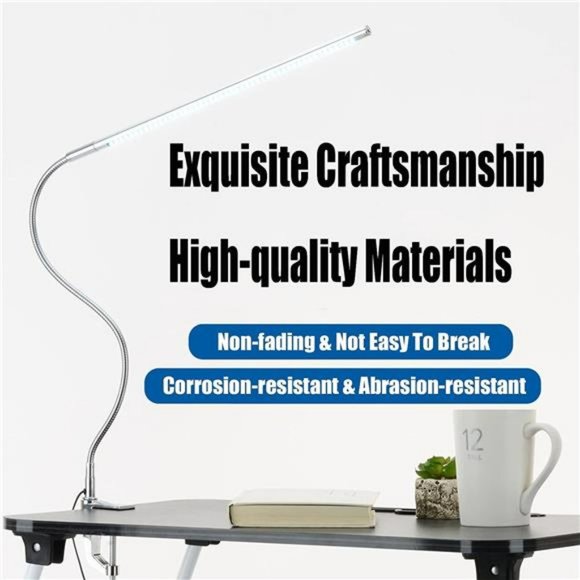 Desk Light with Clamp, USB LED 8W Clip Desk Lamp Eye Care Flexible GooseNeck - Picture 5 of 6